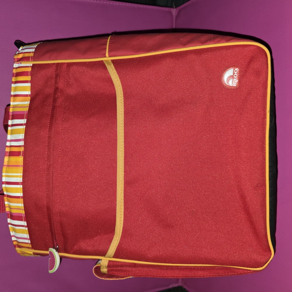 Igloo Red and Yellow Backpack with Vibrant Stripes